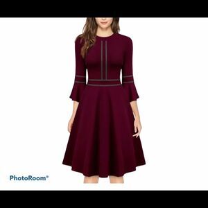 Missmay retro bell sleeve A line swing dress small